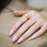 Vibeficant Glaze Nude Press on Nails Medium Coffin French Tip with Glitter